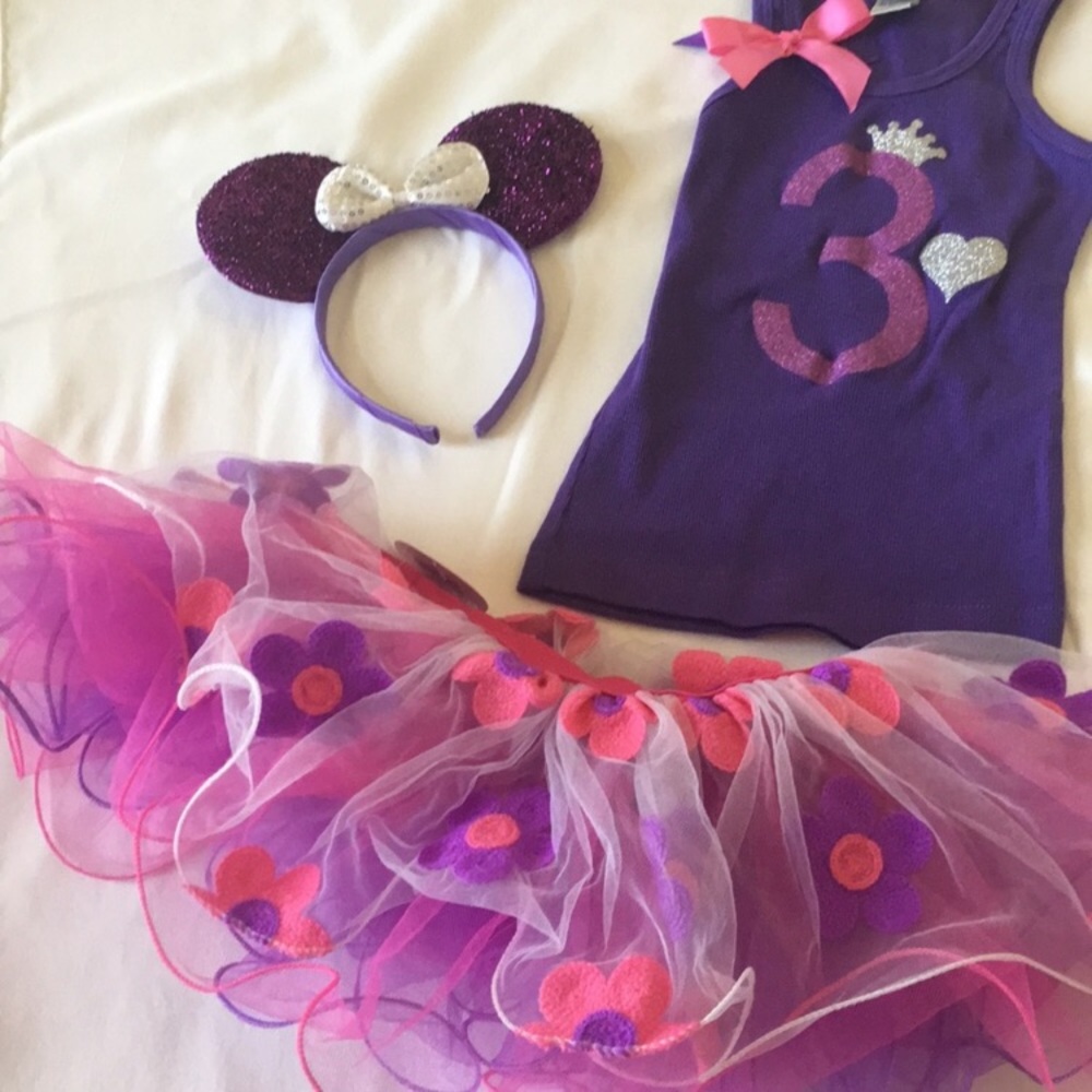 EUC TODDLER “3” BIRTHDAY TUTU OUTFIT